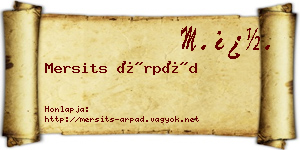 Mersits Árpád névjegykártya